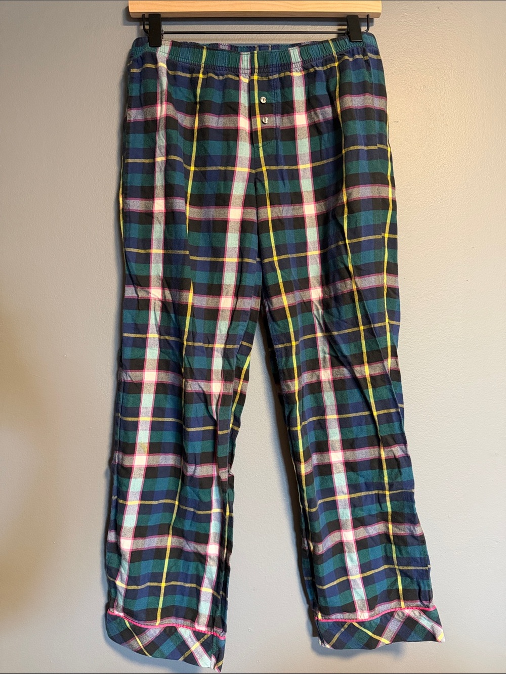 Victoria's Secret XS Short Plaid Pajama Pants - Teal Navy Pink Yellow